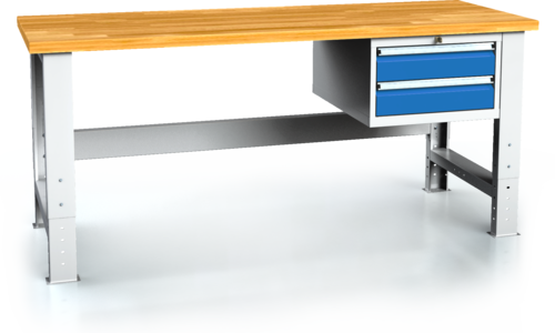 Pracovní stůl alcera PROFI - deska - noha - noha - závěsný kontejner 700 - 1055 x 2000 x 700 -  Pracovní stůl alcera PROFI - deska - noha - noha - závěsný kontejner 700 - 1055 x 2000 x 700 alcera P20 K03 modrý